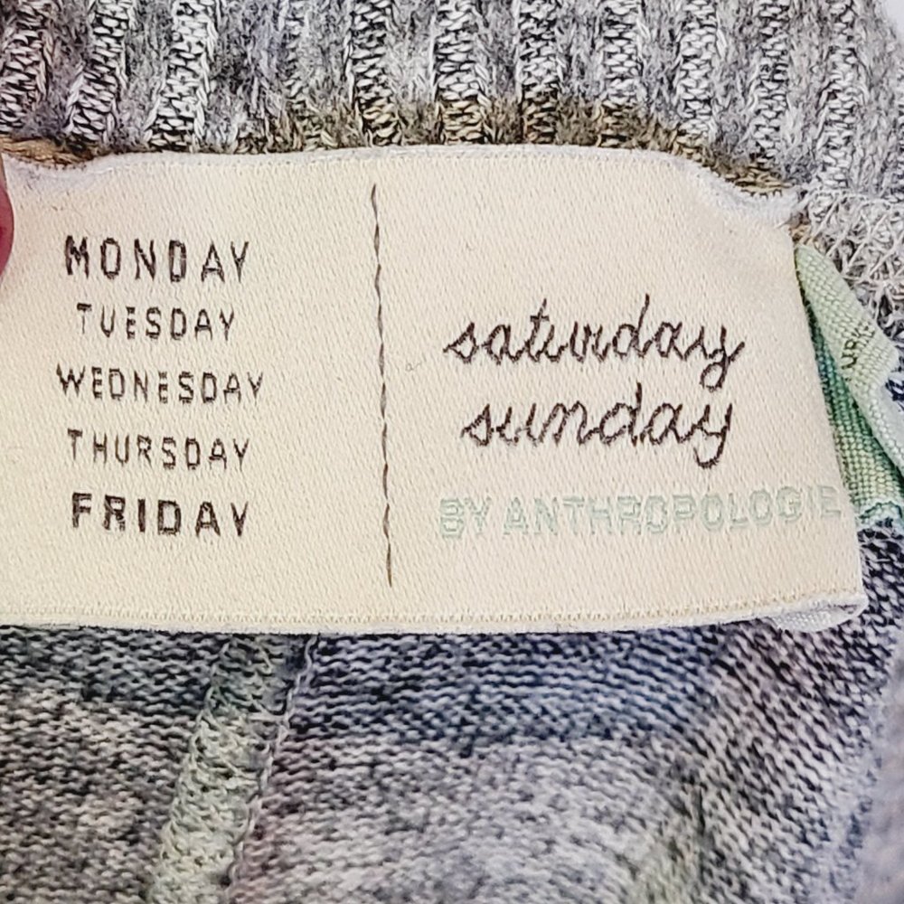 Anthropologie Saturday Sunday Gray Floral Knit Lounge Pants Womens Extra Small - Picture 5 of 9